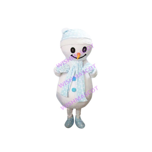 Snowman With Polka Dot Hat Mascot Costume