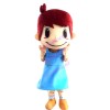 Burgundy-haired Girl In Blue Dress Mascot Costume