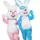 Bunny Couple Mascot Costume Holding Arms
