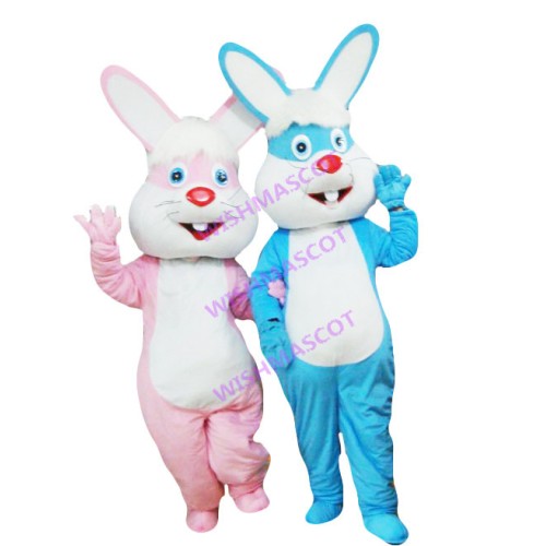 Bunny Couple Mascot Costume Holding Arms