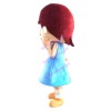 Burgundy-haired Girl In Blue Dress Mascot Costume