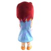 Burgundy-haired Girl In Blue Dress Mascot Costume