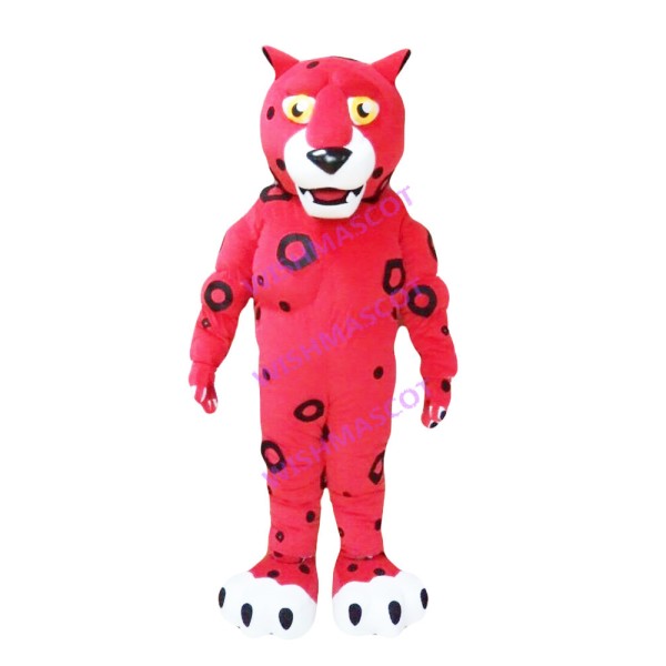 Red Circle Muscular Leopard Mascot Costume