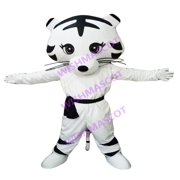 Taekwondo White Tiger Mascot Costume