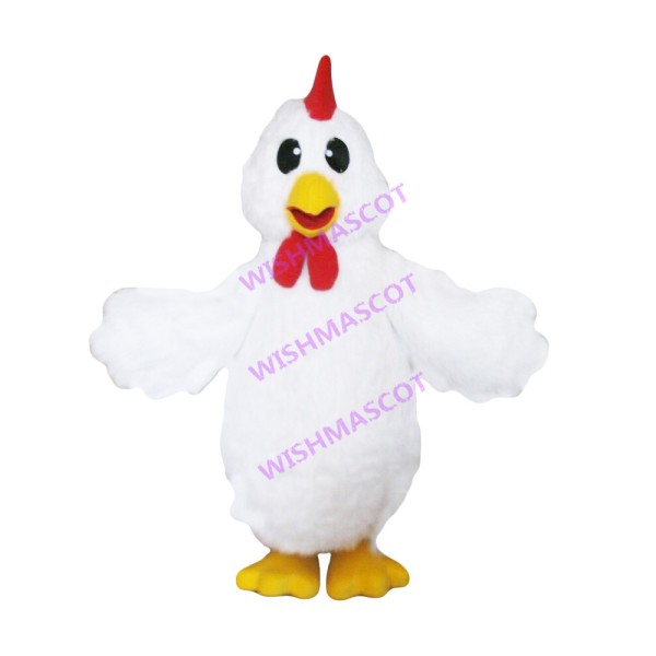 Focused Little White Chicken Mascot Costume