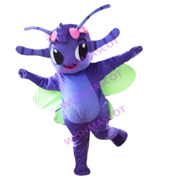 Purple Big Eyes Butterfly Mascot Costume