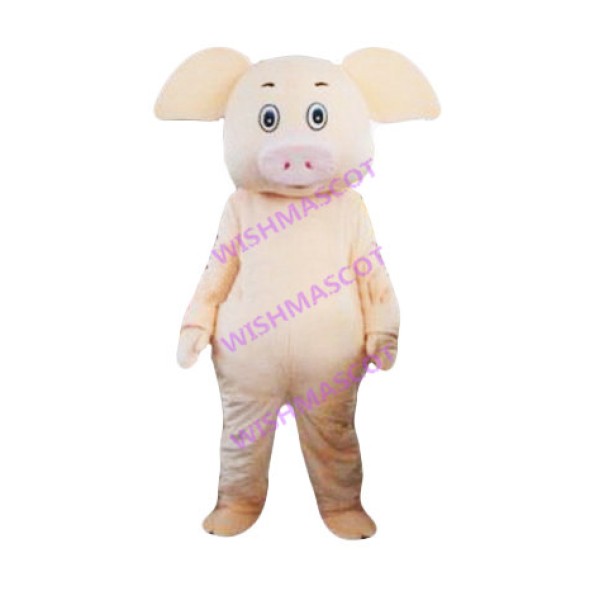 Beige Cartoon Pig Mascot Costume