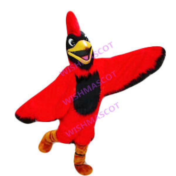 Excited Jumping Red Bird Mascot Costume