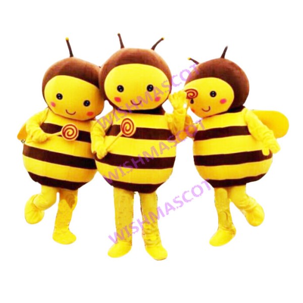 Happy Bee Holding Lollipop Mascot Costume