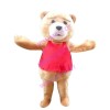 Soft Cute Bear Wearing Red Apron Mascot Costume
