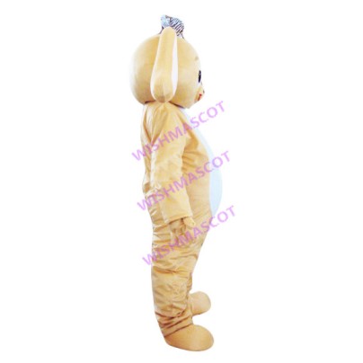 Introverted Female Rabbit Mascot Costume Wearing Bow