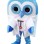 Blue Owl Wearing Blouse Mascot Costume