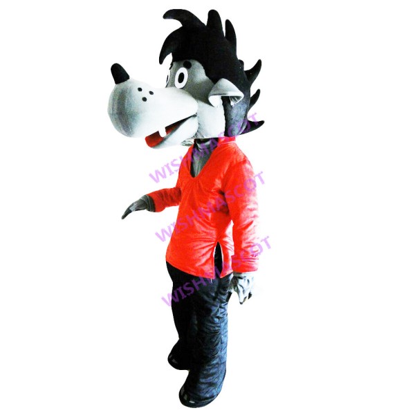 Gray Wolf In Cotton Coat Mascot Costume