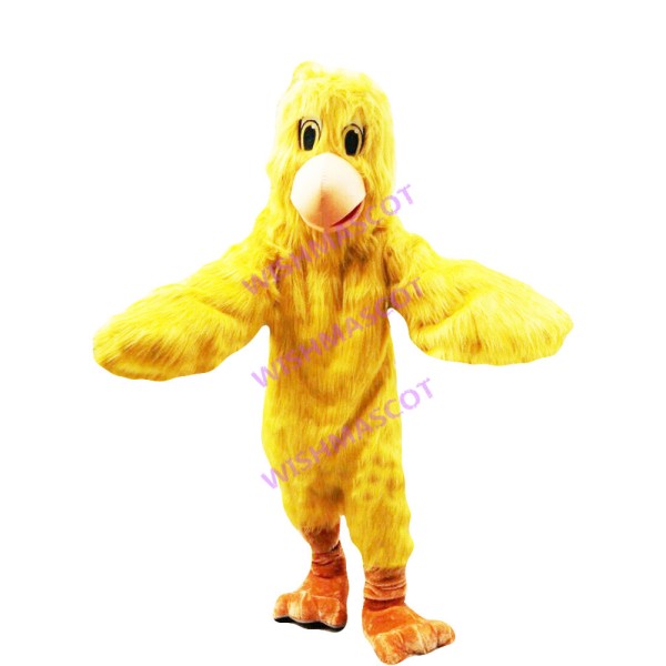 All Over Yellow Furry Bird Mascot Costume