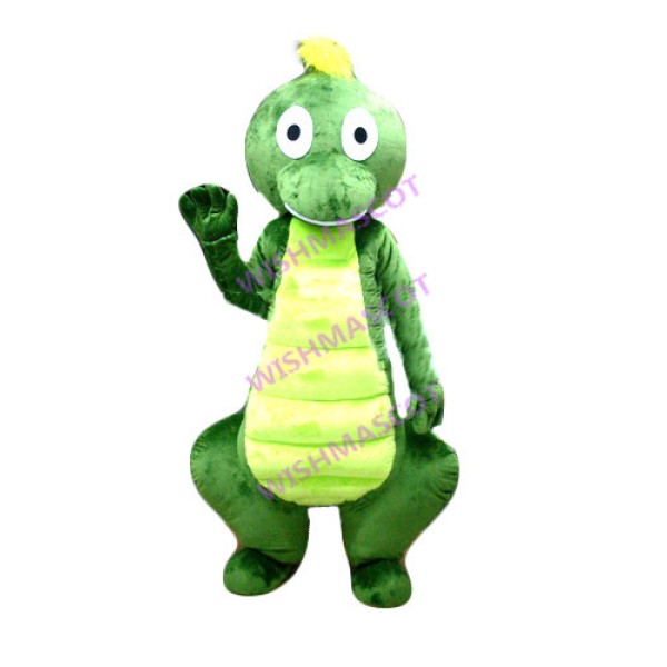 Stunned Little Green Dinosaur Mascot Costume