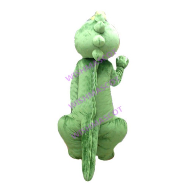 Stunned Little Green Dinosaur Mascot Costume