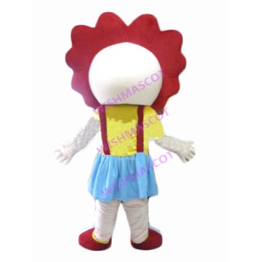 Curly Girl Wearing Big Hairpin Mascot Costume