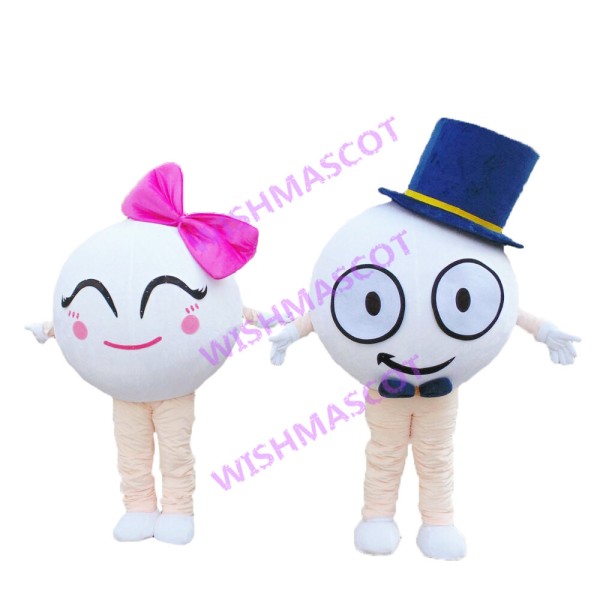 Paired Cartoon White Balls Mascot Costume