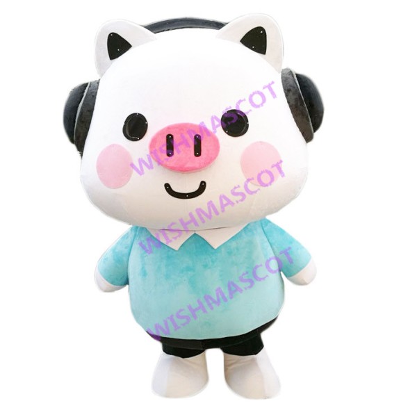 Enjoyful Headphone Pig Mascot Costume