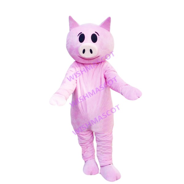 Sharp-eared Pink Pig Mascot Costume