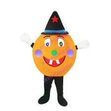 Halloween Pumpkin Wizard Mascot Costume