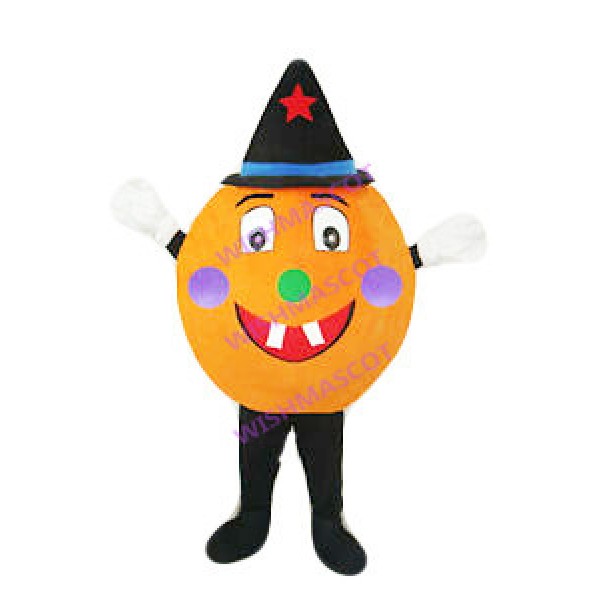 Halloween Pumpkin Wizard Mascot Costume