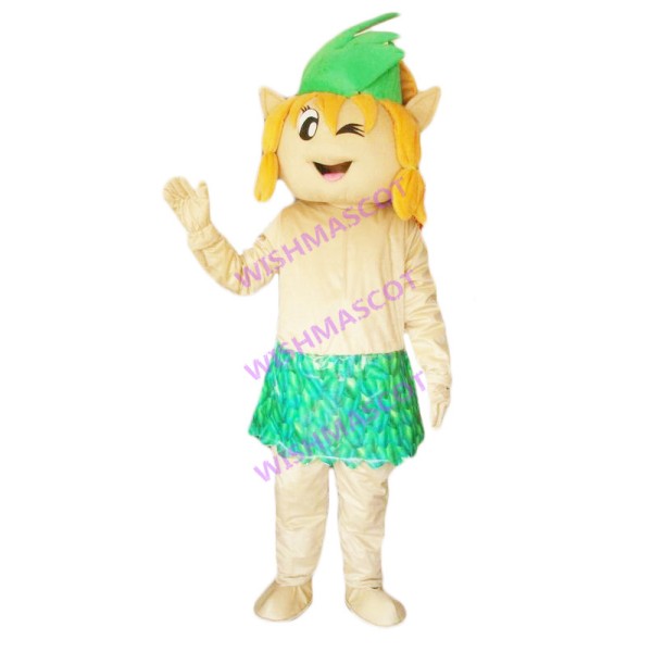 Primitive Savage Mascot Costume With Leaf Skirt