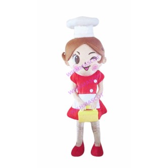 Young Pretty Cook Girl Mascot Costume