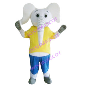 Vigorous Cartoon White Elephant Mascot Costume