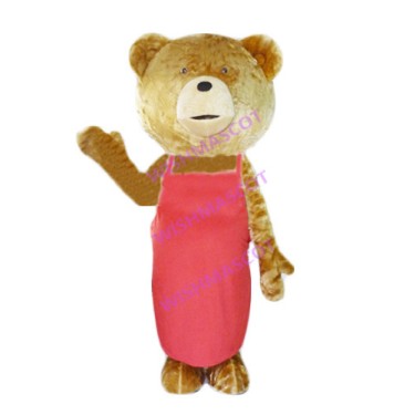 Housewife Bear Wearing Long Apron Mascot Costume