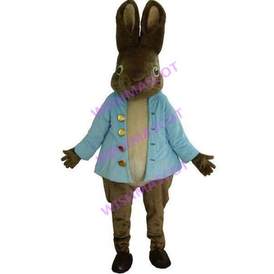Witty Rabbit In Blue Windbreaker Mascot Costume