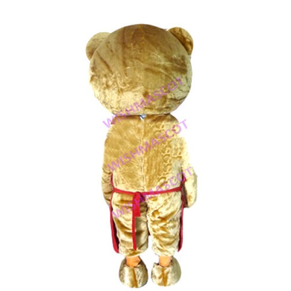 Housewife Bear Wearing Long Apron Mascot Costume