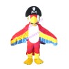 Red Bird Mascot Costume Wearing Pirate Hat