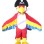 Red Bird Mascot Costume Wearing Pirate Hat