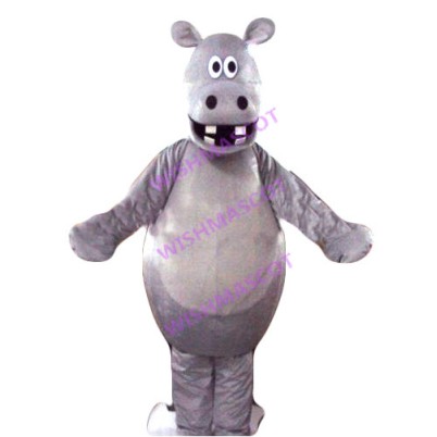 Clumsy Gray Hippo Mascot Costume