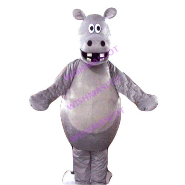 Clumsy Gray Hippo Mascot Costume