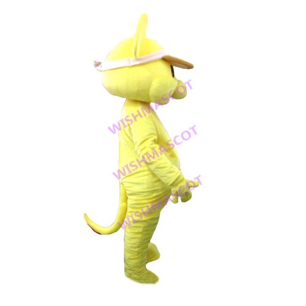 Yellow Mouse Wearing Sunhat Mascot Costume