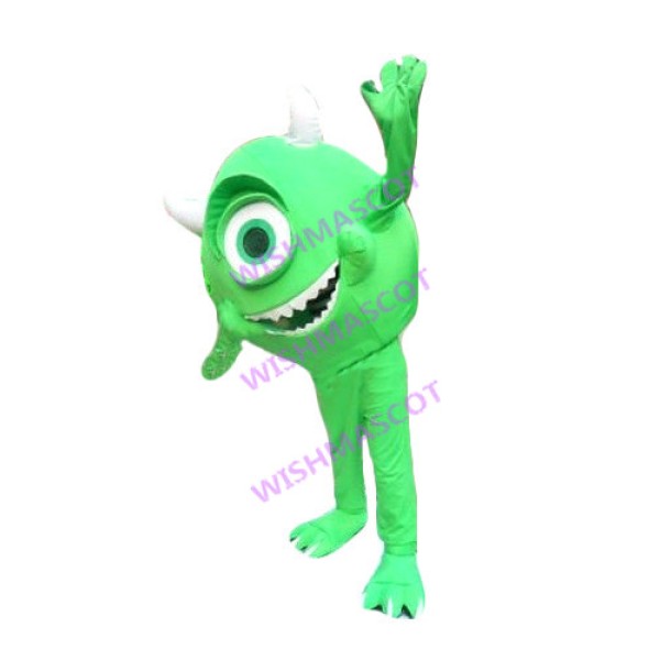 Horned Green Single-eyed Monster Mascot Costume