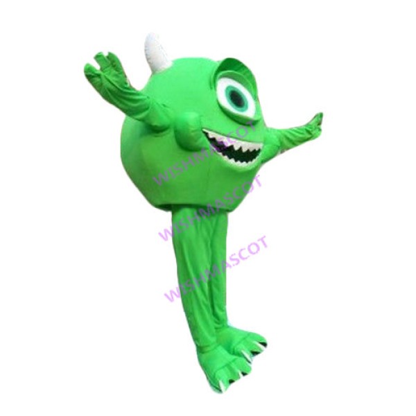 Horned Green Single-eyed Monster Mascot Costume