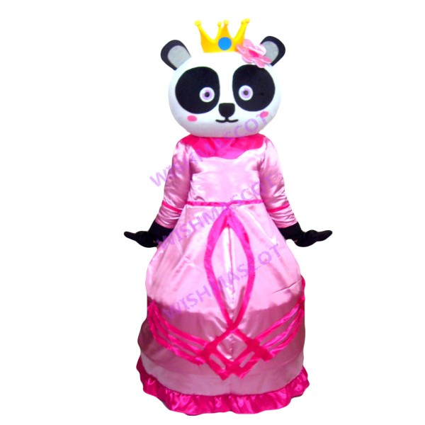 Panda Princess In Long Dress Mascot Costume