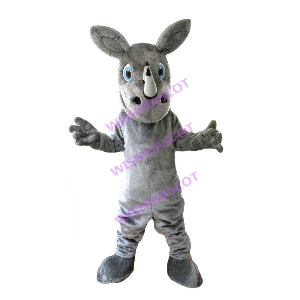 Grey Big Nostril Rhinoceros Mascot Costume