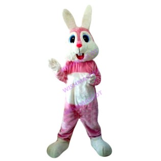 Smart Joyous Pink Rabbit Mascot Costume