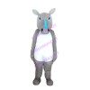 Staring Blue Horned Rhinoceros Mascot Costume