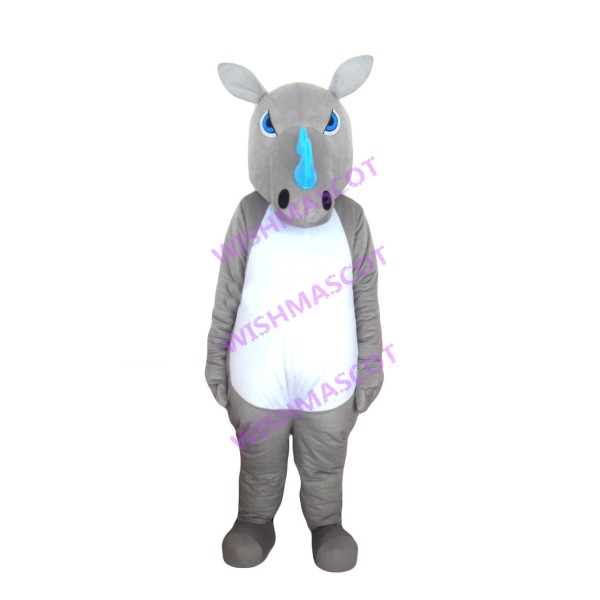 Staring Blue Horned Rhinoceros Mascot Costume