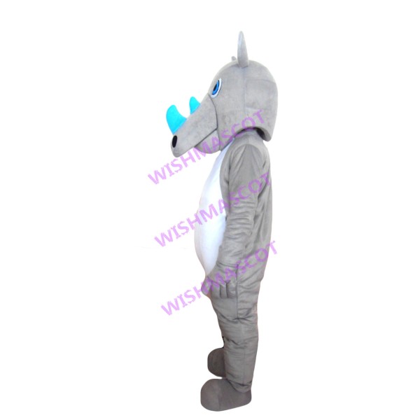 Staring Blue Horned Rhinoceros Mascot Costume