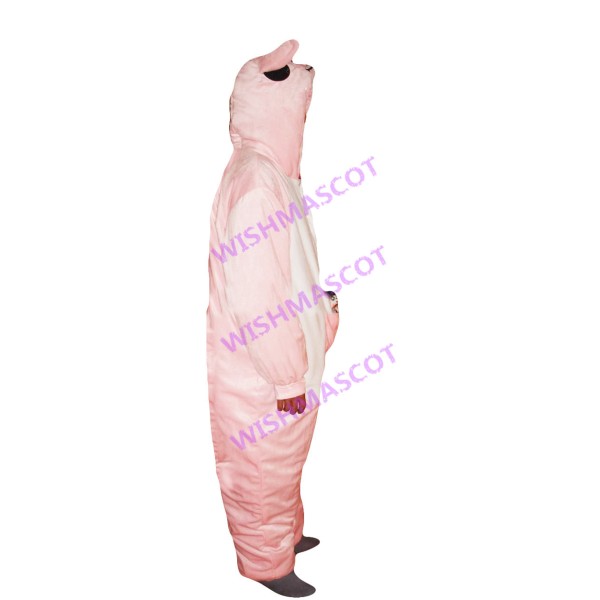 Faceless Pink Kangaroo Mascot Costume