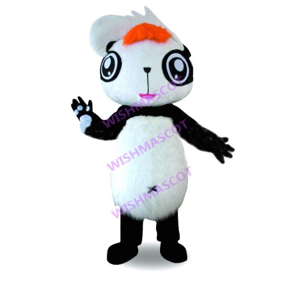 Panda Sister With Orange Hairs Mascot Costume