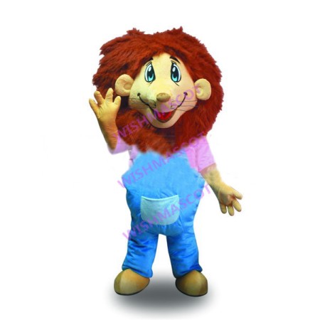 Brown Hair Lion With Bulging Belly Mascot Costume