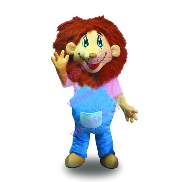 Brown Hair Lion With Bulging Belly Mascot Costume