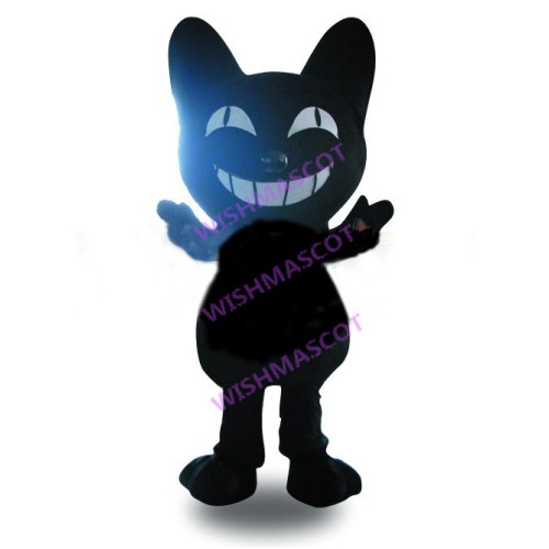 Smirking Cartoon Black Cat Mascot Costume